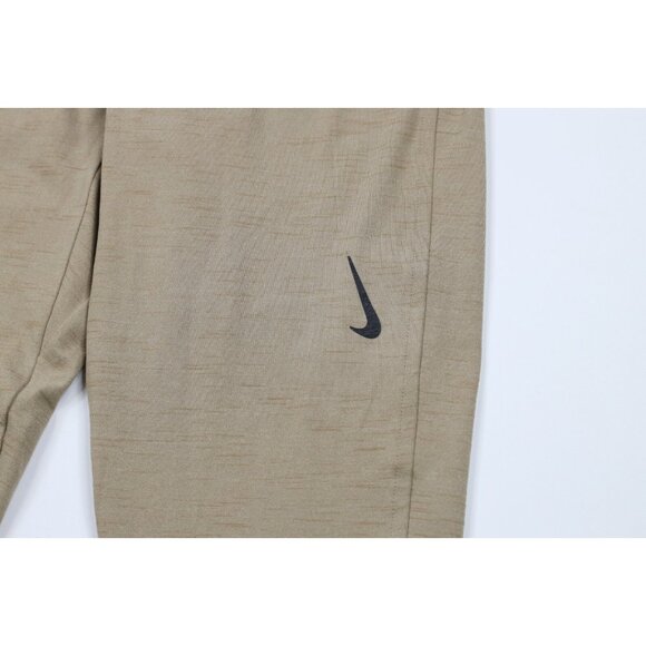 New Nike Yoga Mens Small Mini Swoosh Cuffed Sweatpants Joggers Heather Beige - Picture 5 of 11